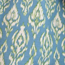 Tissu canva Basuki type canvas motif Ikat bleu et lin