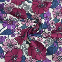 Tissu Canva Kokka Jambo Oxford motif Plum Floral