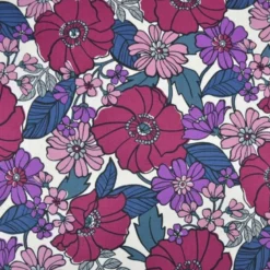 Tissu Canva Kokka Jambo Oxford motif Plum Floral