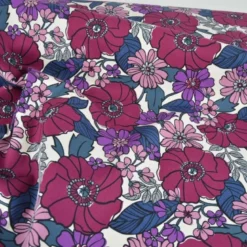 Tissu Canva Kokka Jambo Oxford motif Plum Floral