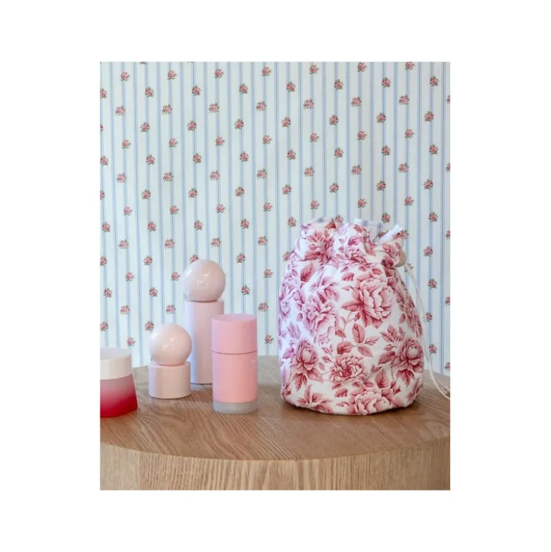 Tissu Cobalt en coton motif fleurs rouges fond blanc - OEKO TEX