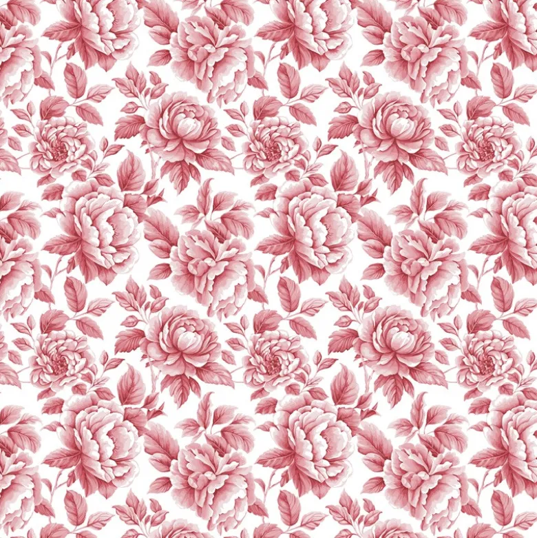 Tissu Cobalt en coton motif fleurs rouges fond blanc - OEKO TEX