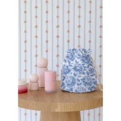 Tissu Cobalt en coton motif fleurs bleues fond blanc - OEKO TEX