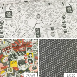 Tissu à colorier Domosan motifs japonais - OEKO TEX