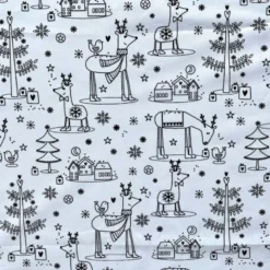 Tissu à colorier Hansen motifs rênes de Noël et sapins - OEKO TEX