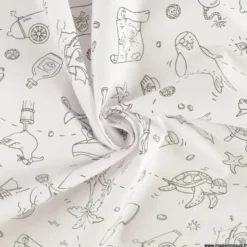 Tissu à colorier Hook motifs pirates, chasse aux trésors - OEKO TEX