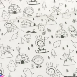 Tissu à colorier Icycolo motifs igloos et pingouins - OEKO TEX