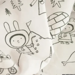 Tissu à colorier Icycolo motifs igloos et pingouins - OEKO TEX