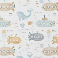 Tissu coton Ahoy motif baleines et sous-marins -OEKO TEX
