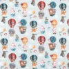 Tissu coton Baby motif animaux et montgolfières fond ciel - OEKO TEX