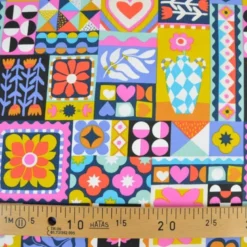 Tissu coton Bimba graphique fond noir - OEKO TEX