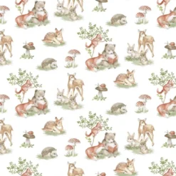 Tissu coton Bosquet motif animaux fond blanc -OEKO TEX