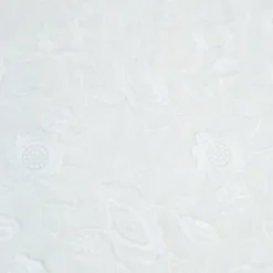 Tissu coton brodé blanc cassé à fleurs frangées