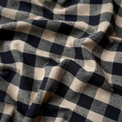 Tissu coton Celestin à grands carreaux Vichy Lin et Noir