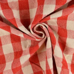 Tissu coton Celestin Lurex doré à grands carreaux Vichy rouge et blanc