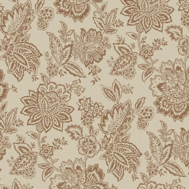 Tissu coton Ceylan Aspect Lin motif fleurs Peanut