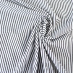 Tissu coton chambray à rayures chocolat - OEKO TEX