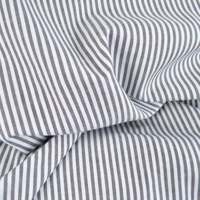 Tissu coton chambray à rayures chocolat - OEKO TEX