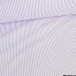 Tissu coton chambray à rayures - Lilas - OEKO TEX