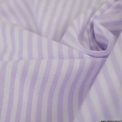 Tissu coton chambray à rayures - Lilas - OEKO TEX