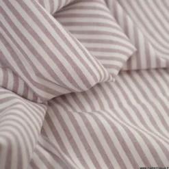 Tissu coton chambray à rayures - Mauve - OEKO TEX