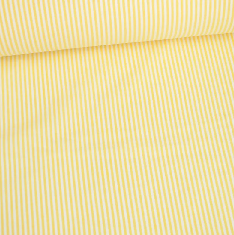 Tissu coton chambray à rayures - Jaune - OEKO TEX