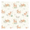Tissu coton Ciervi - Motif biche et feuillage beige