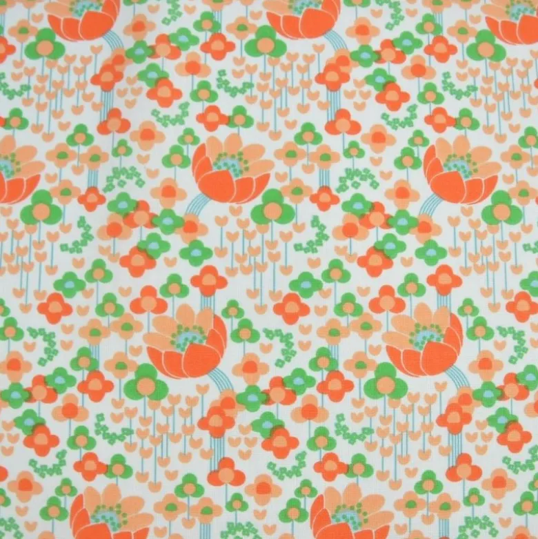 Tissu coton Clodette motifs fleurs vintage fond ivoire - OEKO TEX