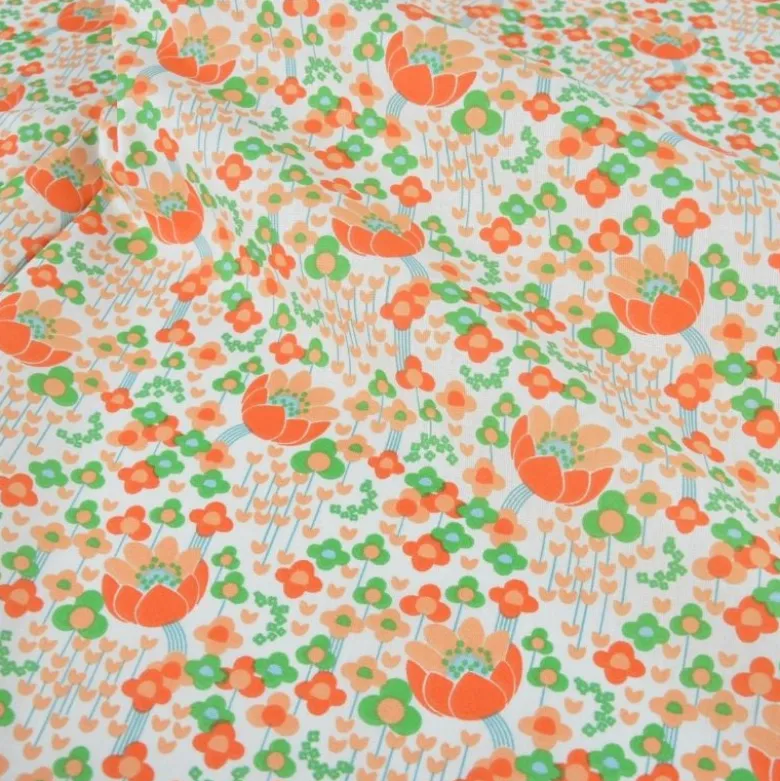 Tissu coton Clodette motifs fleurs vintage fond ivoire - OEKO TEX