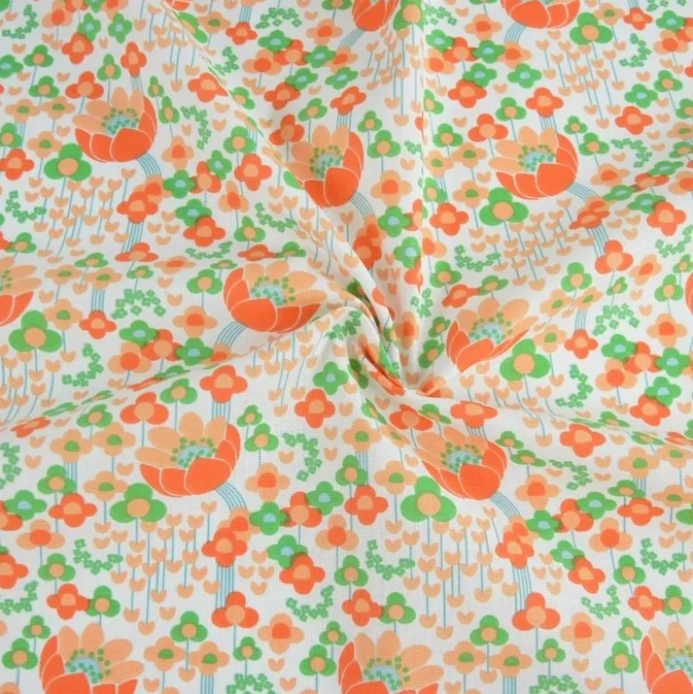 Tissu coton Clodette motifs fleurs vintage fond ivoire - OEKO TEX