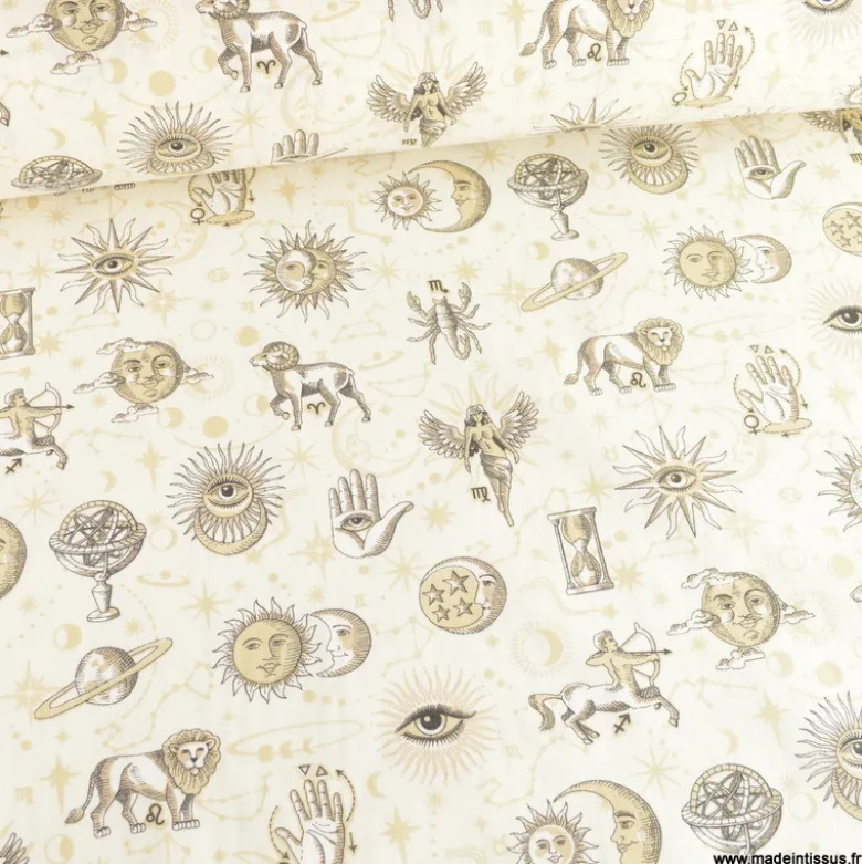 Tissu coton Cosmic motifs astrologie - OEKO TEX