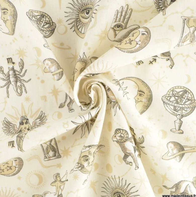 Tissu coton Cosmic motifs astrologie - OEKO TEX