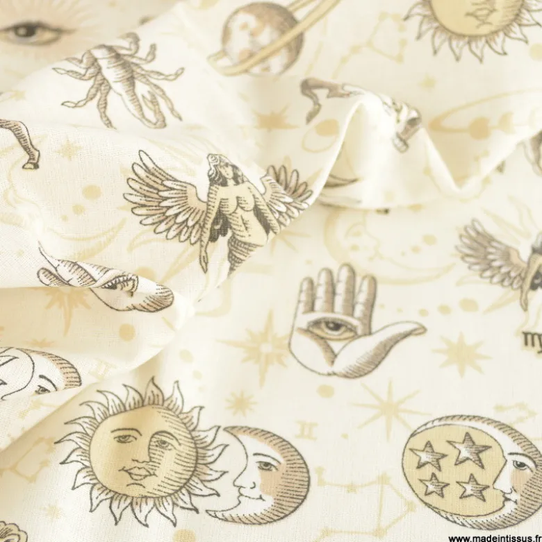 Tissu coton Cosmic motifs astrologie - OEKO TEX