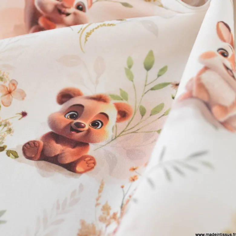 Tissu coton cretonne Zamour motif animaux -OEKO TEX