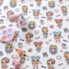 Tissu coton Cute motif fillette fashion et petits chats fond blanc - OEKO TEX