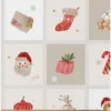 Tissu coton de Noël Finnois – Motifs calendrier de l’Avent fond écru