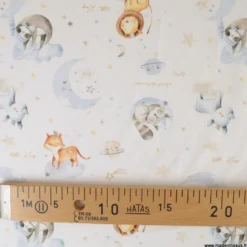 Tissu Coton Dormeur motif animaux fond blanc - OEKO TEX