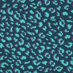Tissu Coton Déperlant – Motif Léopard – Fond Pétrole