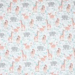 Tissu coton Dumbo motif éléphants, zèbres et girafes - OEKO TEX