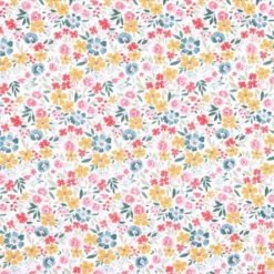 Tissu coton Enduit Bridget motif fleurs fond blanc