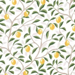 Tissu coton Enduit Cedra motif citrons fond blanc