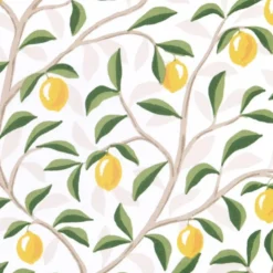 Tissu coton Enduit Cedra motif citrons fond blanc