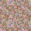 Tissu coton Enduit Josette motif fleurs roses fond blanc