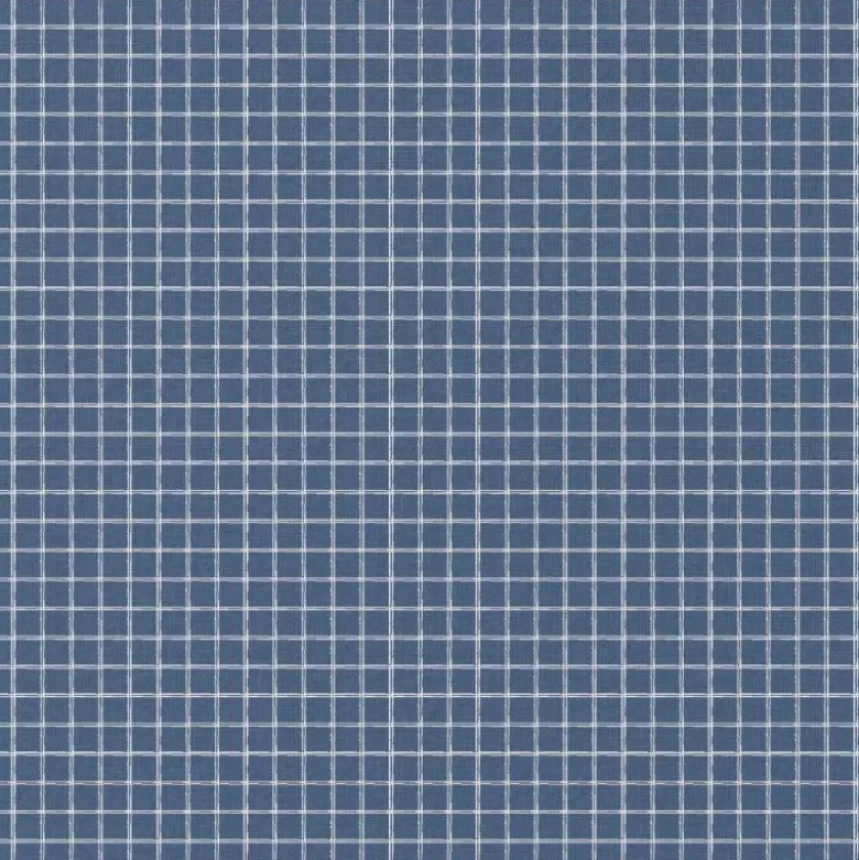 Tissu coton Enduit Jules à carreaux coloris bleu et blanc