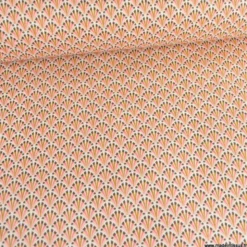 Tissu coton Enduit Kolius motif écailles Sorbet et blanc
