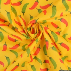 Tissu coton Enduit motifs piments rouges et verts