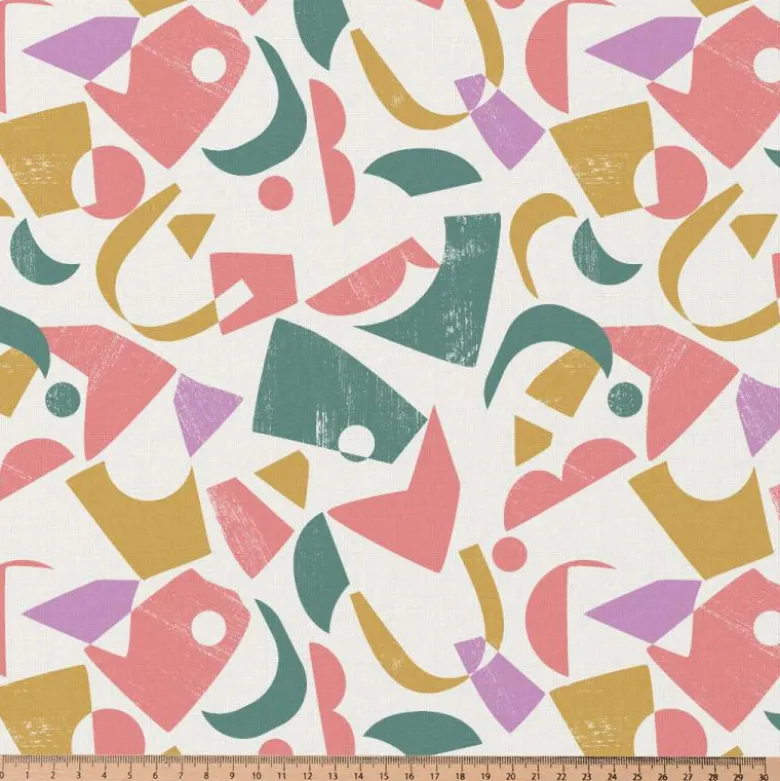 Tissu coton Enduit Nivi motif graphique multicouleurs
