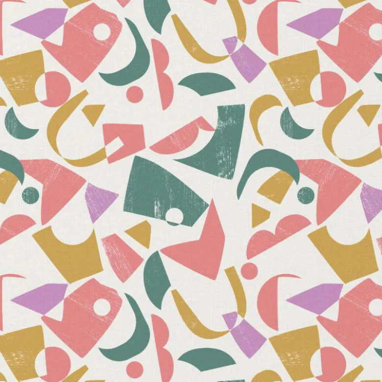 Tissu coton Enduit Nivi motif graphique multicouleurs