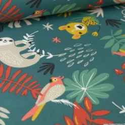 Tissu coton Enduit Papaya fond cactus -Oeko tex