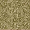 Tissu coton Enduit Sadya motif fleurs Indiennes vert et écru